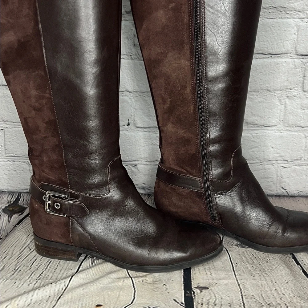 Marc Fisher Elegant Brown Leather Knee-High Boots